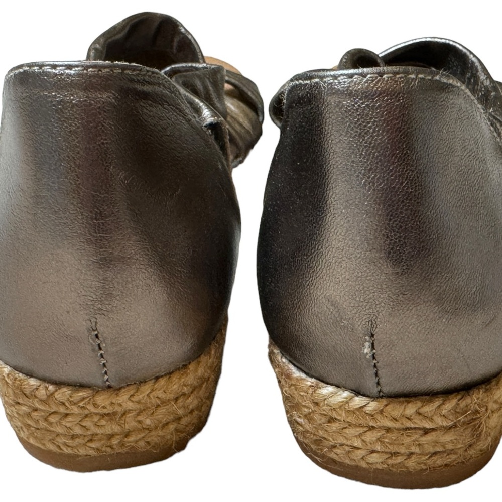 Eric Michael Leather Netty Pewter Open Toe Wedge … - image 7